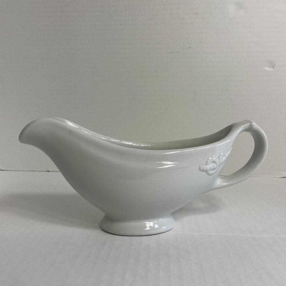 Vintage Hall Brand Gravy Boat White Ironstone MCM Made in USA Minimalist Mid-Cen